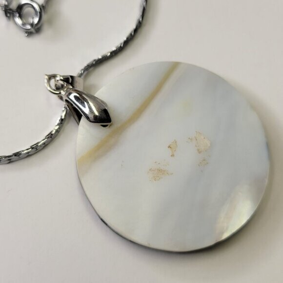 Mens Abalone Pendant Chain Round Genuine Abalone Pendant Necklace - Picture 8 of 9